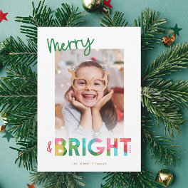 Merry and Bright Tissue Paper Christmas Photo Holiday Card