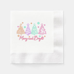 Merry and Bright Tree Neon Christmas Napkins