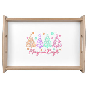 Merry and Bright Tree Neon Christmas Serving Tray