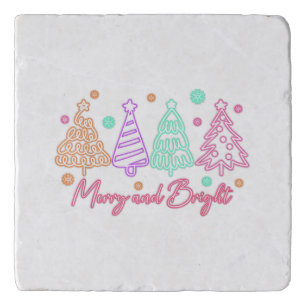 Merry and Bright Tree Neon Christmas Trivet