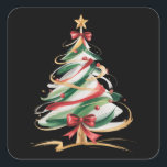 Merry and Bright Trees Christmas Holiday Winter  Square Sticker<br><div class="desc">Merry and Bright Trees Christmas Holiday Winter</div>
