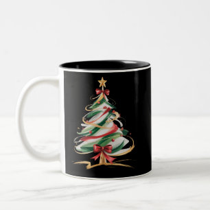 Merry and Bright Trees Christmas Holiday Winter Two-Tone Coffee Mug
