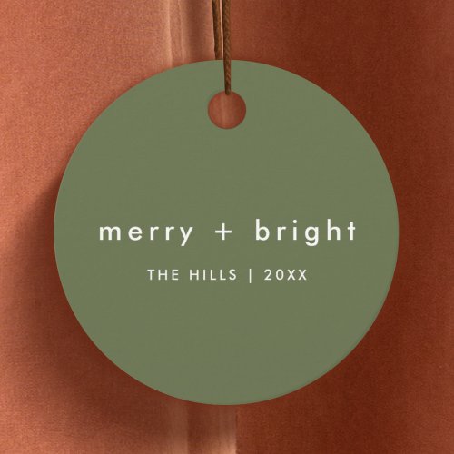 Merry and Bright  Trendy Moss Green Christmas Favor Tags