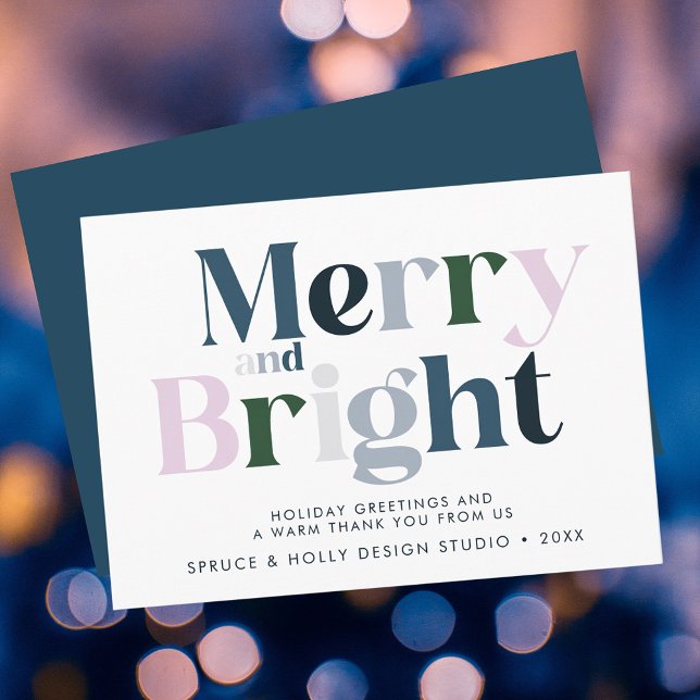 Merry And Bright Typography Business Christmas Holiday Card (Creator Uploaded)