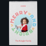 Merry And Bright Typography Christmas Photo Calendar<br><div class="desc">Make your holiday season unforgettable with this modern Merry & Bright Christmas Sweater photo calendar. You can personalize this design by clicking on "Personalize this template" or if you wish to change the font, background colors or arrange the design elements in a different way you can click on "Edit using Design...</div>