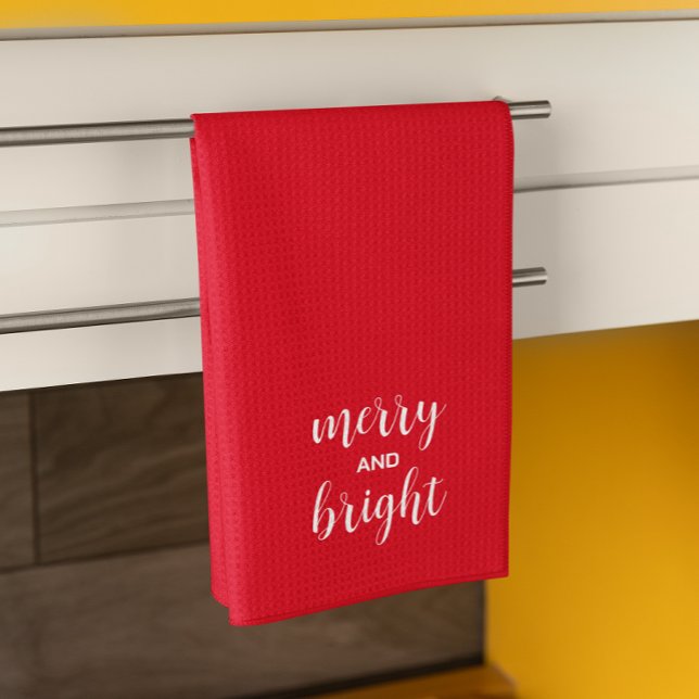 Merry And Bright Typography Kitchen Towel (Creator Uploaded)