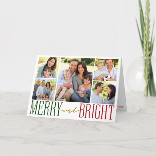Merry and Bright Typography Photo Holiday Card