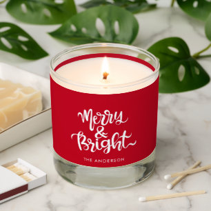 Merry and Bright Typography Script Red Scented Candle