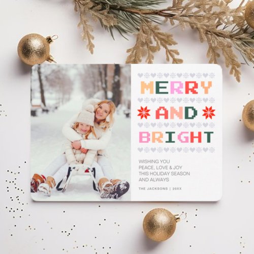 Merry and Bright  Ugly Christmas Sweater Photo  Holiday Card