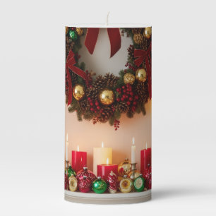 Merry and Bright Victorian ornament Pillar Candle