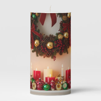 Merry and Bright Victorian ornament Pillar Candle