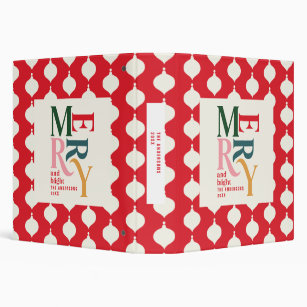Merry and bright vintage colorful Christmas  3 Ring Binder