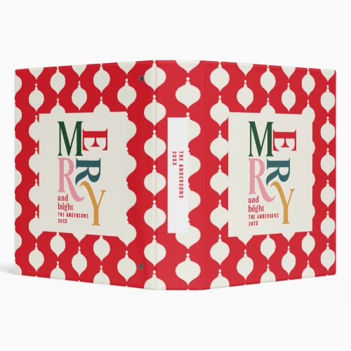 Merry and bright vintage colorful Christmas  3 Ring Binder