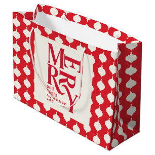 Merry and bright vintage colorful Christmas Large Gift Bag