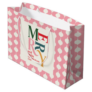 Merry and bright vintage colorful Christmas Large Gift Bag