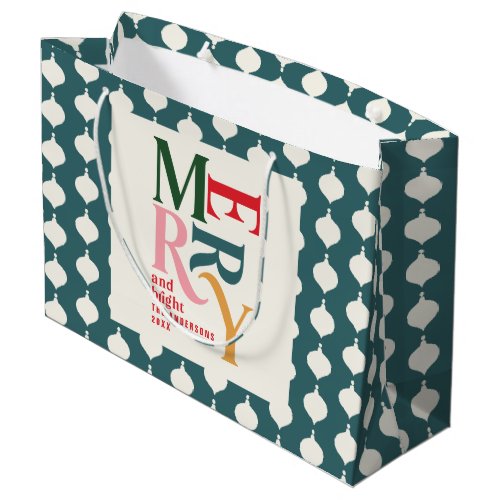 Merry and bright vintage colorful Christmas Large Gift Bag