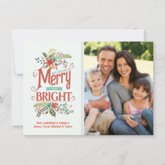 Merry and Bright Vintage Country Floral Photo Card