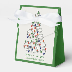 Merry and Bright Vintage Lights Graphic Favor Boxes