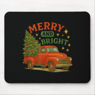 Merry And Bright Vintage Red Truck Christmas  Mouse Pad