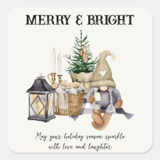 Merry and bright water color Christmas sticker