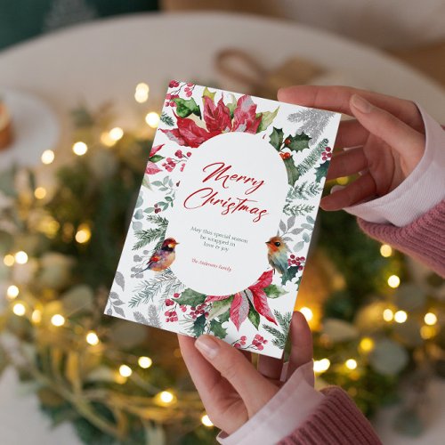 Merry and Bright  Watercolor Christmas Botanicals Invitation