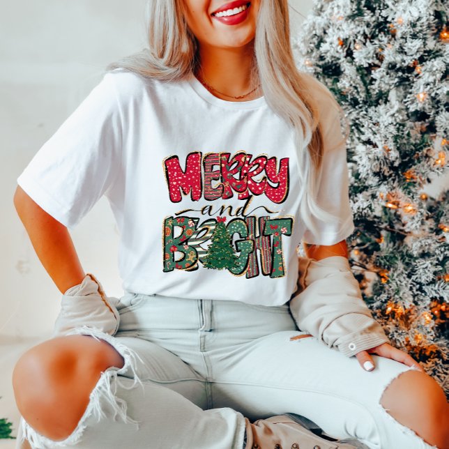 Merry and Bright Women's Christmas T-Shirt (Creator Uploaded)