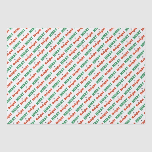 Merry and Bright Words Festive Holiday Christmas Tissue Paper (Front)