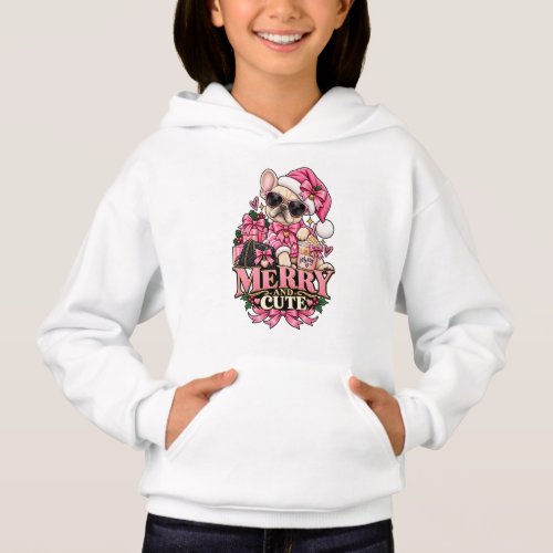 Merry And Cute French Bulldog Pink Christmas Bouje Hoodie