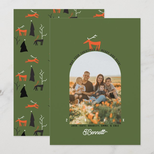 MERRY AND DEER CHRISTMAS INVITATION (Front/Back)