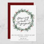 Merry and Engaged Christmas Wreath Save The Date Holiday Card (Front/Back)
