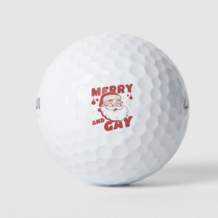 Merry and Gay Funny Christmas LGBTQ Pride Golf Balls