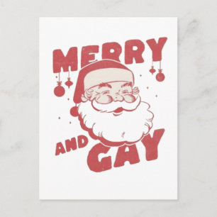 Merry and Gay Funny Christmas LGBTQ Pride Holiday Postcard