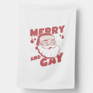 Merry and Gay Funny Christmas LGBTQ Pride House Flag