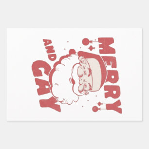 Merry and Gay Funny Christmas LGBTQ Pride Wrapping Paper Sheets