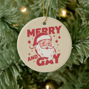 Merry And Gay Santa Lgbtq Xmas Ho Ho Homo Vintage Ceramic Ornament