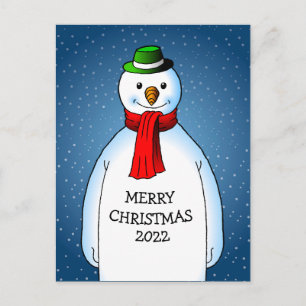 Merry and Happy Snowman Holiday Postcard