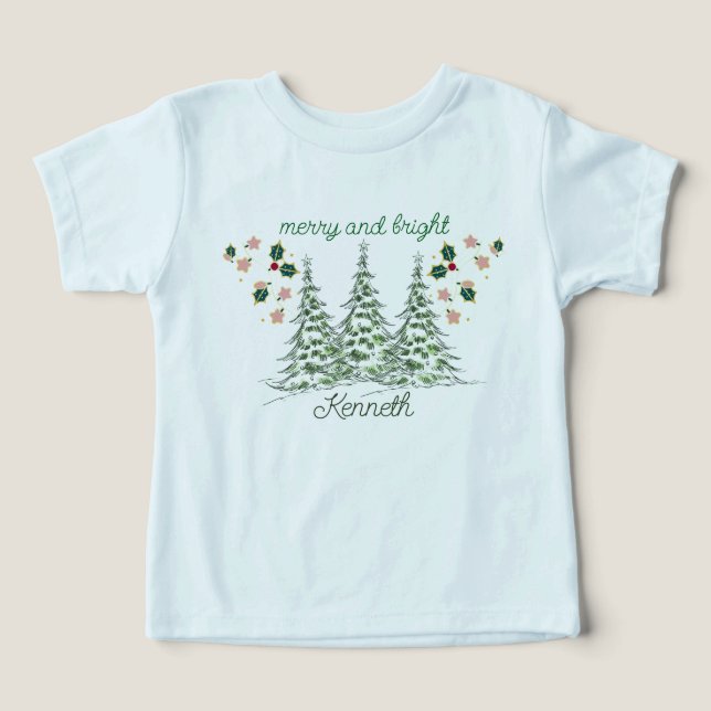 Merry and Holiday Cheer Personalized Baby Shirt (Design Front)