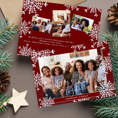 Merry and Joyful together 4 photo rustic Christmas Holiday Card