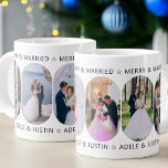 Merry and Married 6 Photo Rounded Lozenge Shape Giant Coffee Mug<br><div class="desc">Merry and Married photo mug for newlyweds or lifelong couples. The design features 6 photos and fully editable wording for you to personalize however you wish. Your photos are displayed in 16:9 portrait format and the photo template will automatically display them in a pill-shaped, rounded lozenge shape. Please browse my...</div>