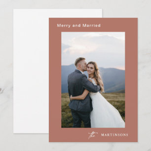 Merry and Married Calligraphy Photo Christmas Holiday Card