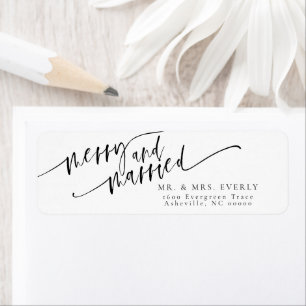 Merry And Married Christmas Return Address Labels