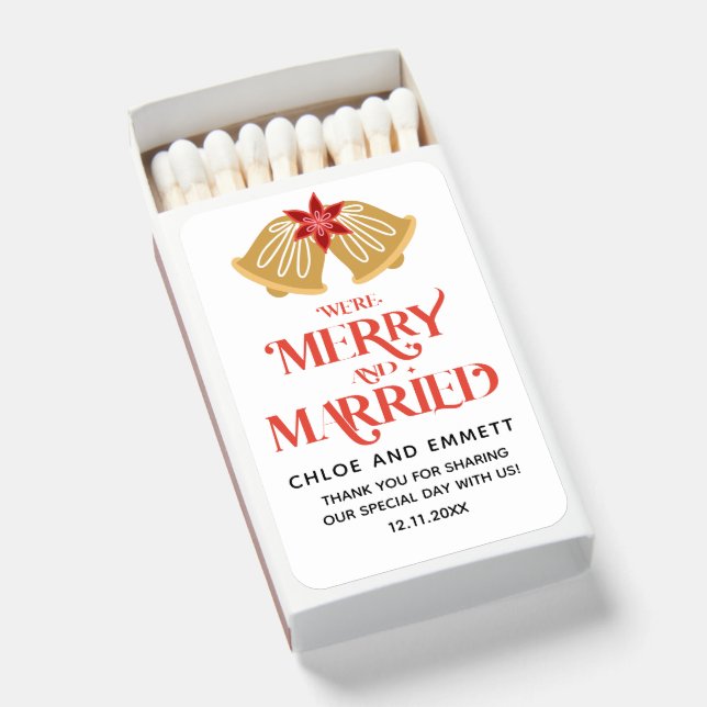 Merry and Married Christmas Wedding Favor Matchboxes (Front Open)