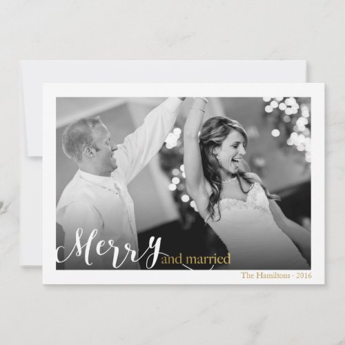 Merry and Married Couples First Christmas Photo Holiday Card