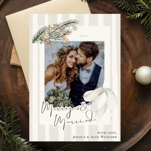 Merry And Married Couples Photo Christmas Holiday Card