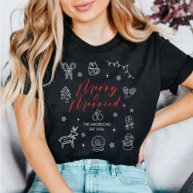 Merry and Married Custom Name Christmas Doodles