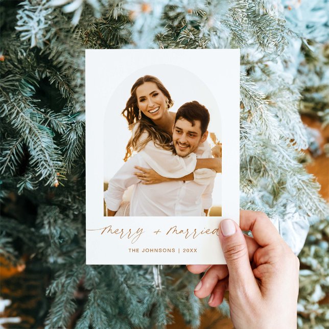 Merry and Married Elegant Christmas Photo Card (Creator Uploaded)