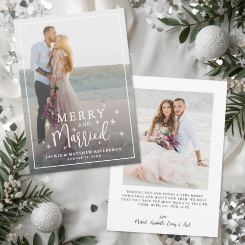 Merry And Married Elegant Photo Holiday Card