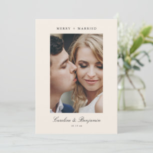 Merry and Married Elegant Script Photo Christmas Holiday Card