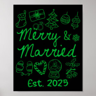 Merry And Married Est 2025 Christmas Couples Match Poster