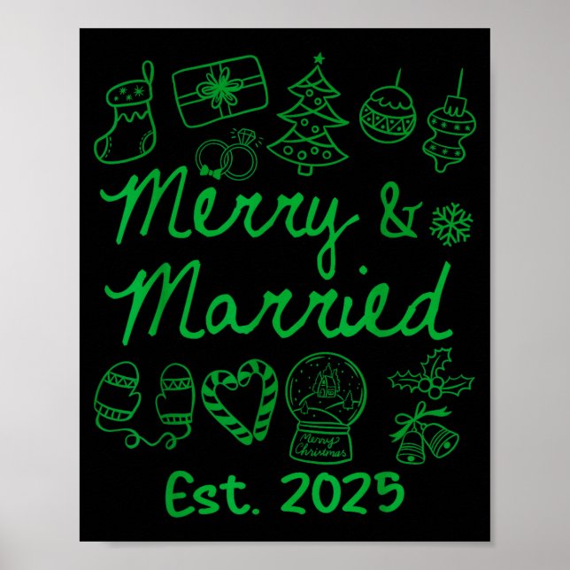 Merry And Married Est 2025 Christmas Couples Match Poster (Front)